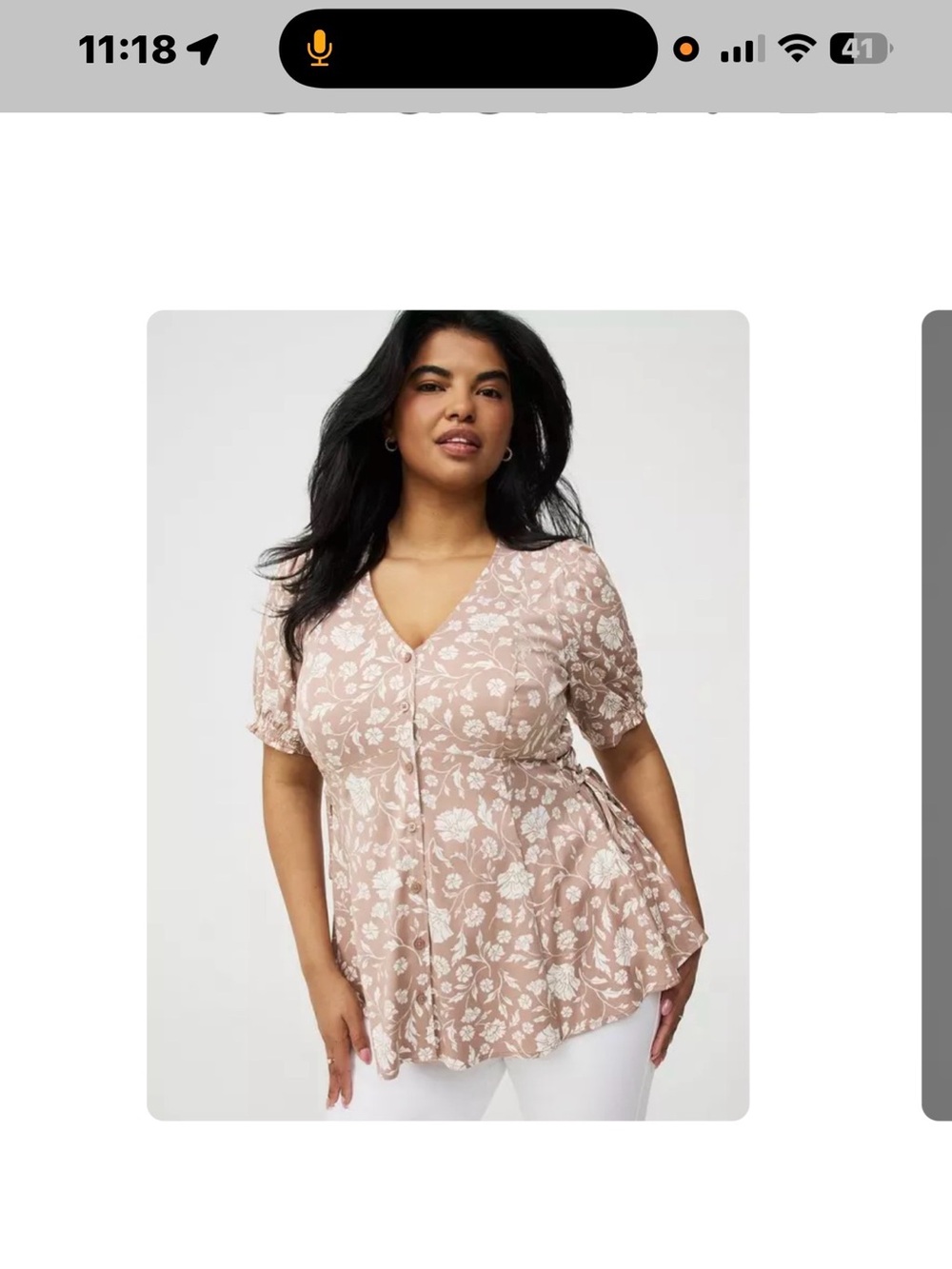 torrid Blush Floral Button-Front V-Neck Top still in plastic
